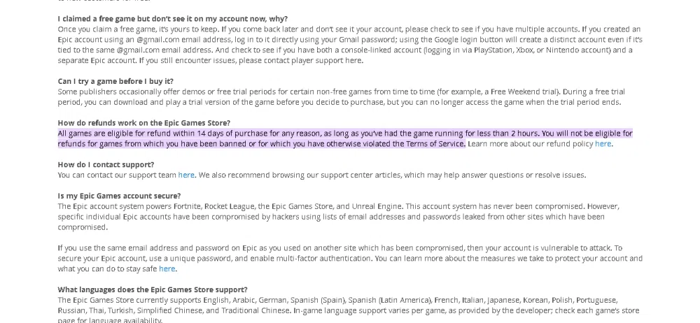 What's the deal with Epic Games Store refunds?