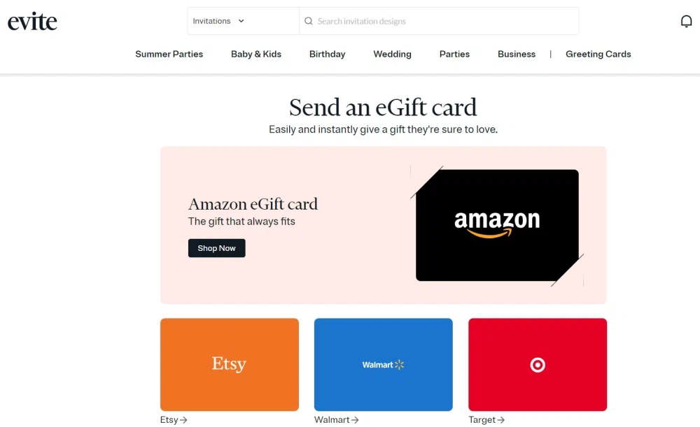 Does Evite offer gift cards? — Knoji