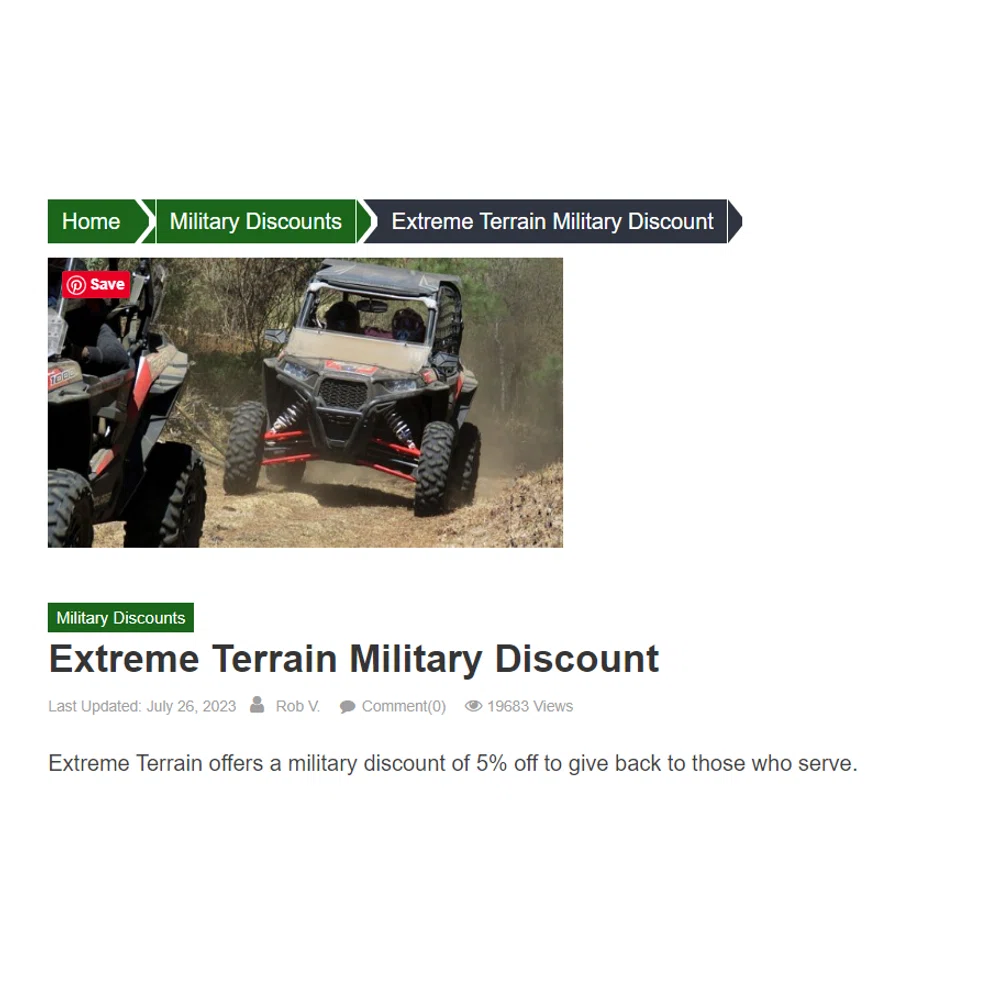 Does Extreme Terrain offer a military discount? — Knoji