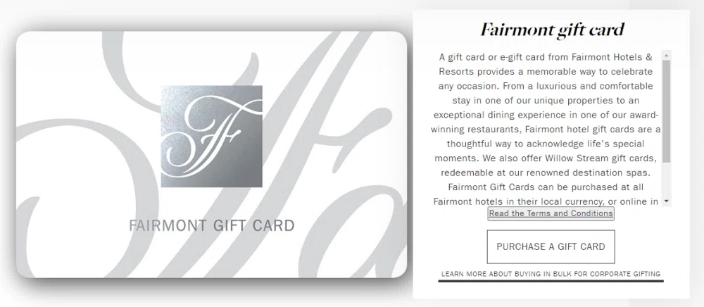 Does Fairmont Hotels And Resorts Offer Gift Cards Knoji