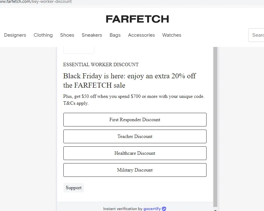 Farfetch military discount? — Knoji