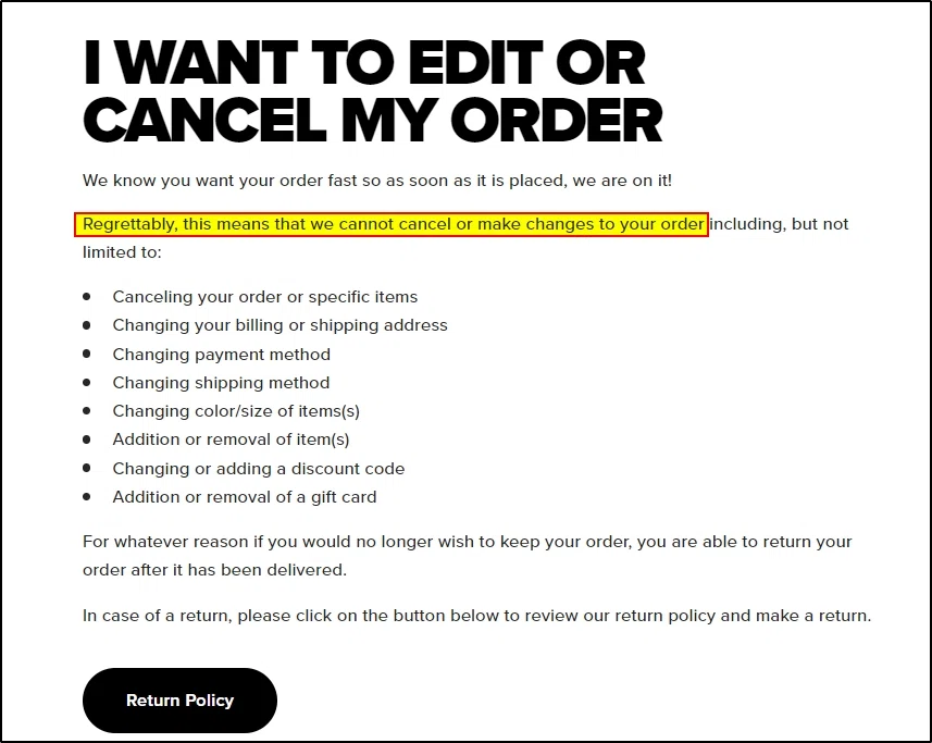 Fashion Nova order changes? How do I cancel my order after placing
