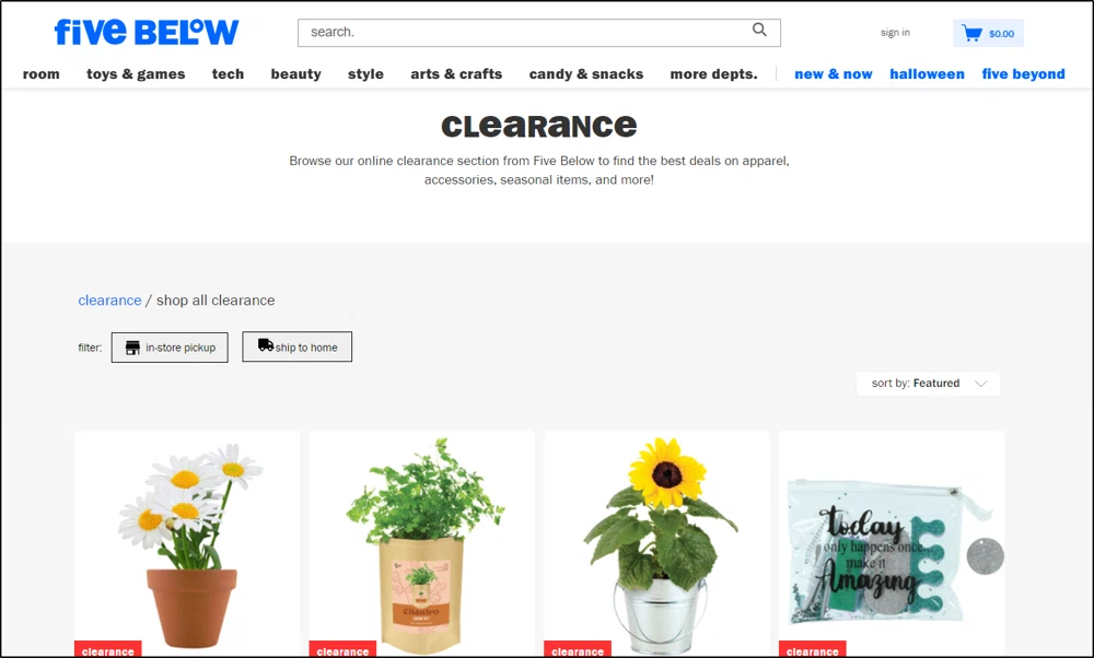 Does Five Below have any items on clearance? — Knoji