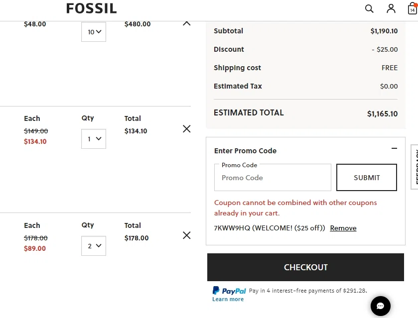 Does Fossil support coupon stacking? — Knoji