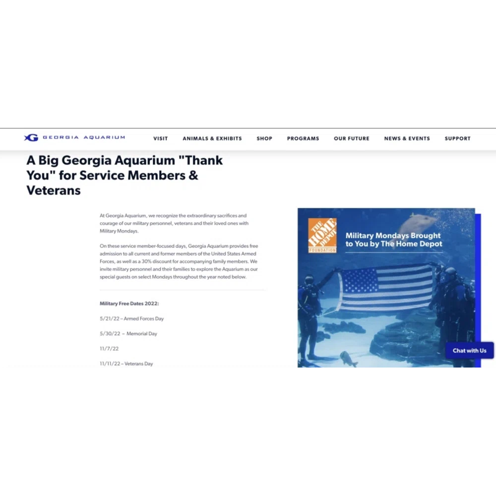 Aquarium military discount? — Knoji