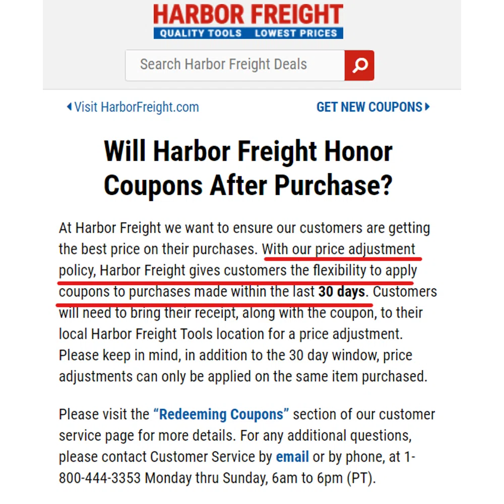 Does Harbor Freight price adjust Knoji