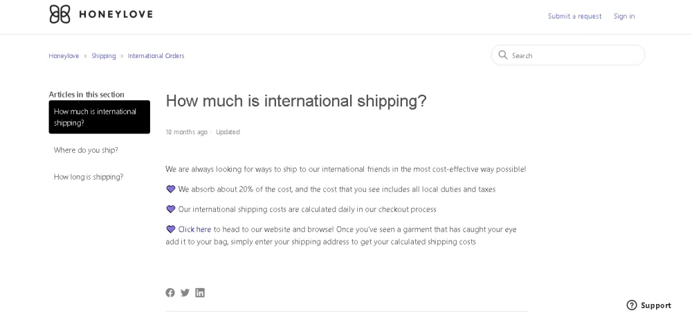 Honeylove international shipping? — Knoji