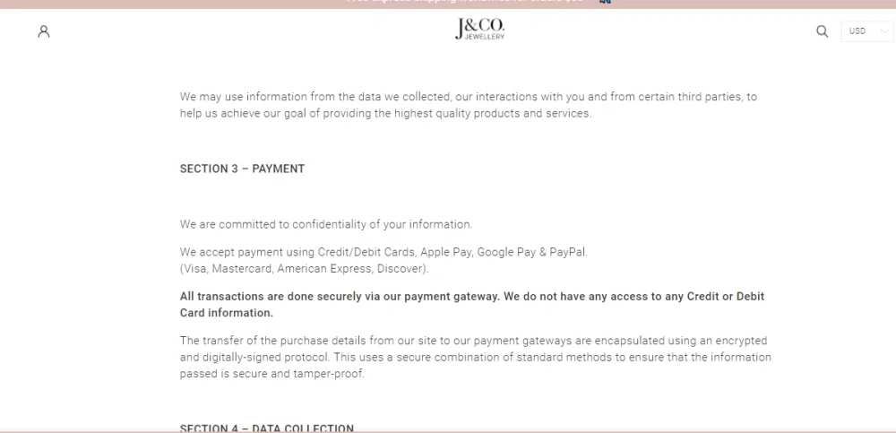 J&co jewellery store review