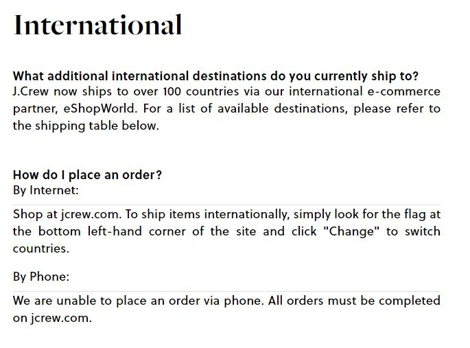 Does J. Crew ship internationally? — Knoji