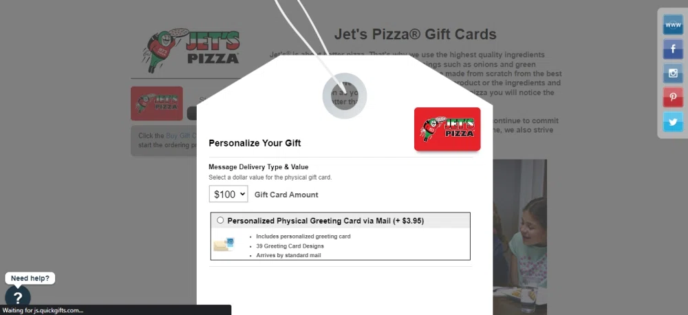 Jets Shop Gift Card ($10 - $500)