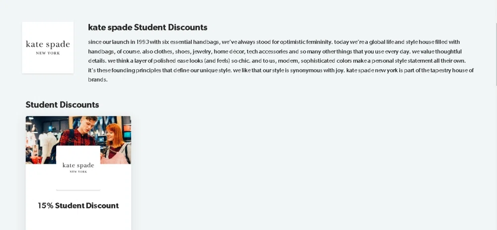 Does Kate Spade have a student discount? — Knoji