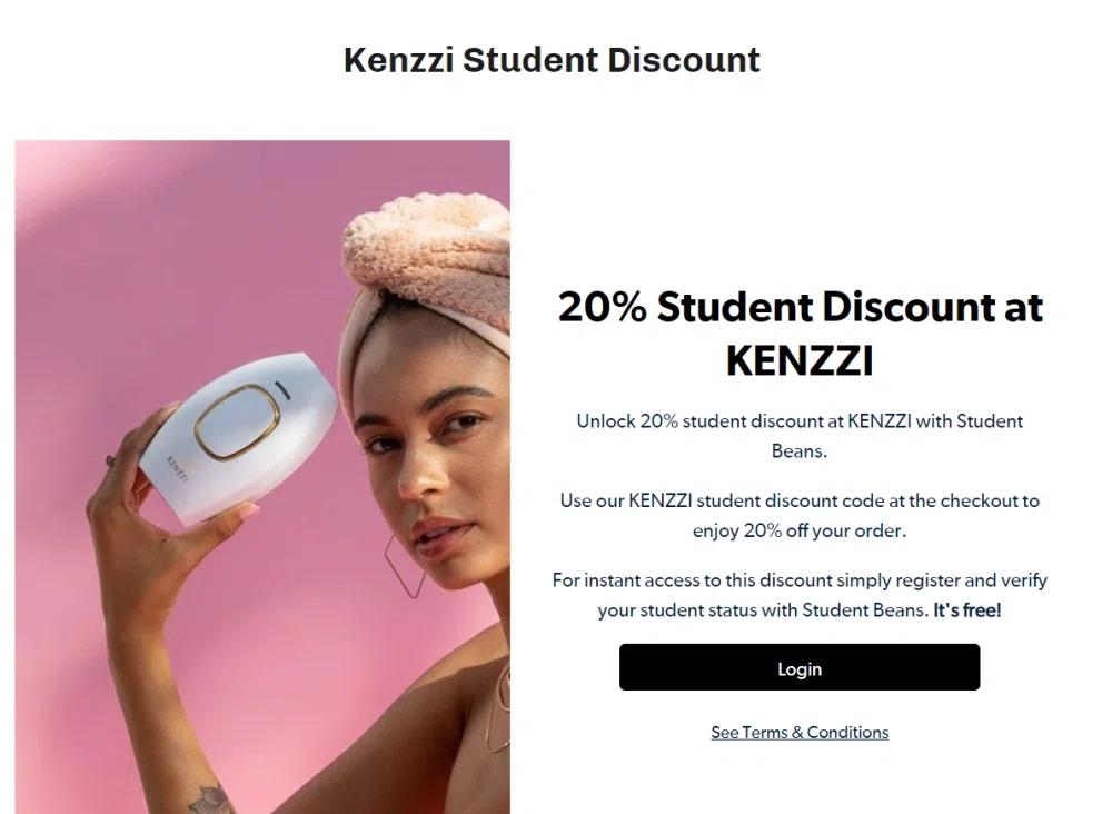 Kenzzi student discount Knoji