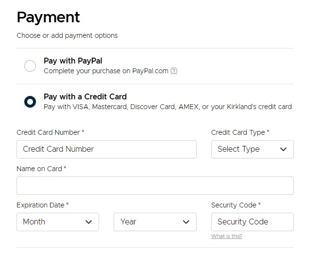 kirkland's credit card phone number