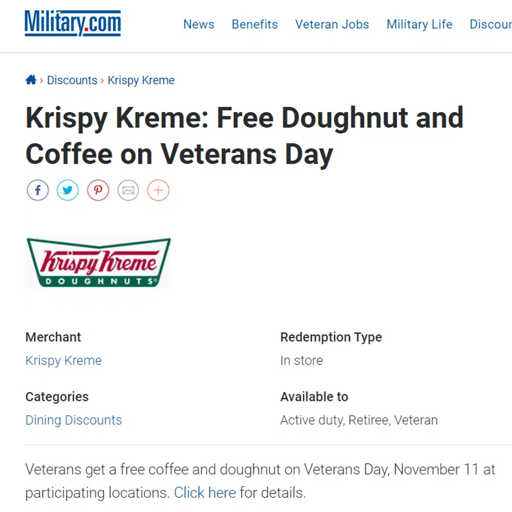 Does Krispy Kreme offer a military discount? — Knoji