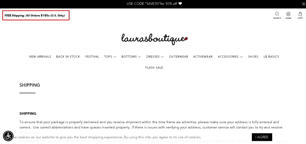 Does Laura s Boutique offer free shipping Knoji