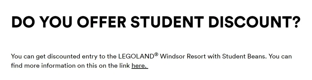 Student store discount legoland