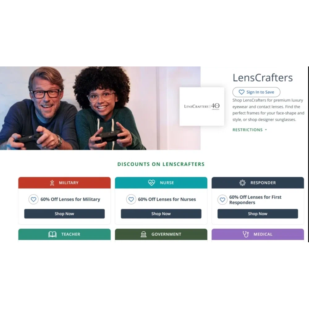 LensCrafters military discount? — Knoji