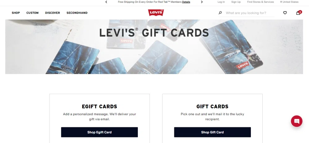 Does Levi's accept gift cards or e-gift cards? — Knoji