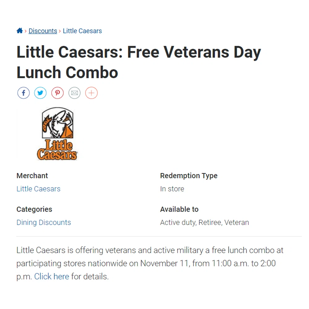 Here's where veterans can get free or discounted meals and deals