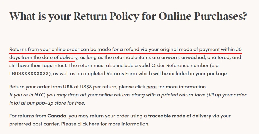 Return Policy - The Love Story