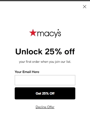 Macy's 25 best sale off coupon