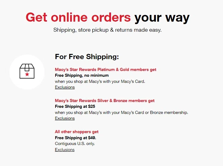 Macy's store online shipping