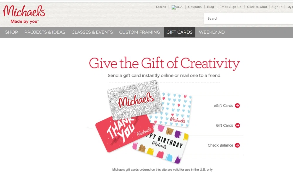  Michaels eGift Card: Gift Cards