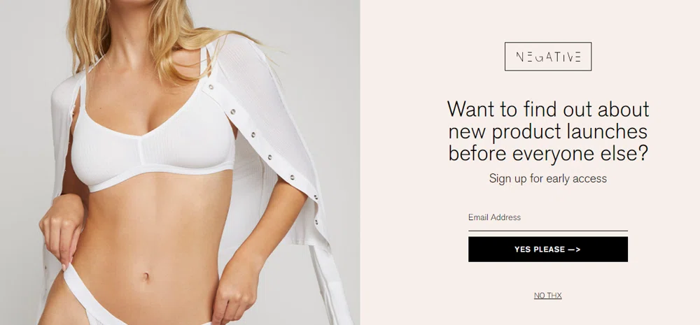 Does Negative Underwear send you a coupon code when you subscribe