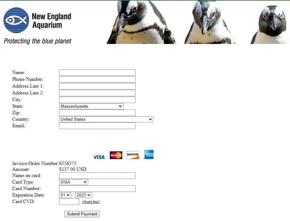 Does New England Aquarium take debit cards? — Knoji