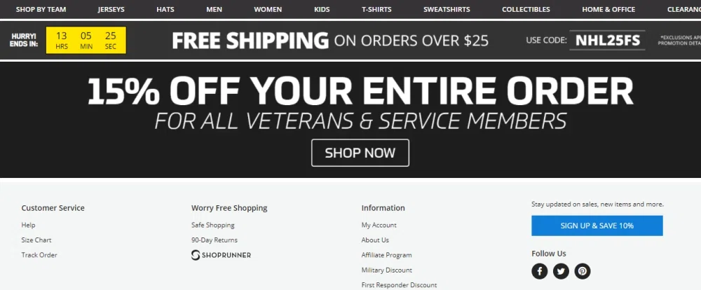 NHLshop.com Discounts for Military, Nurses, & More