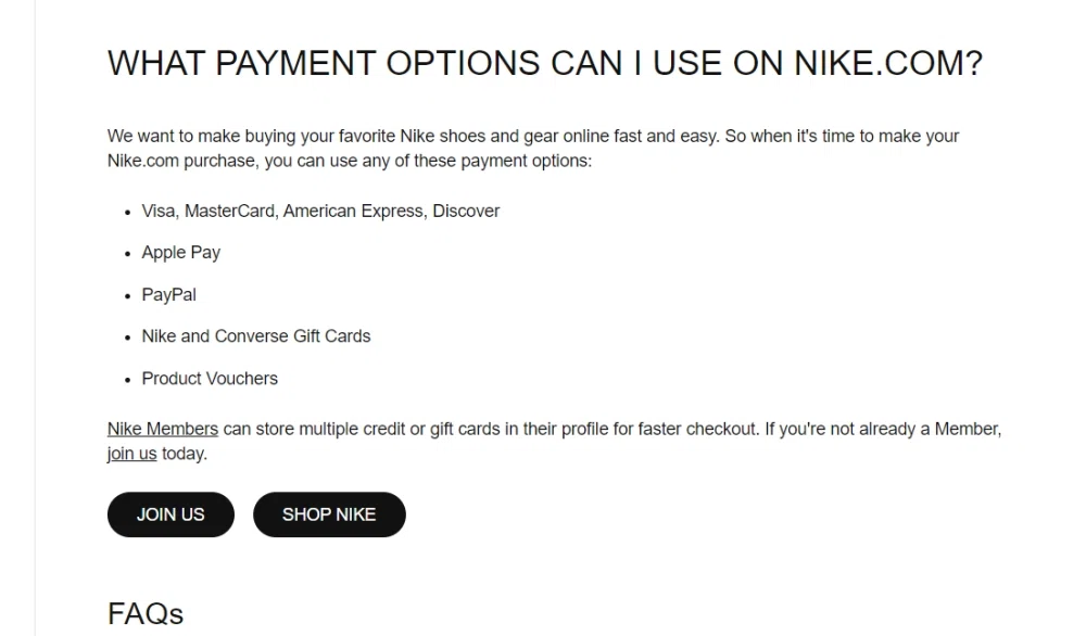 does nike accept visa gift cards
