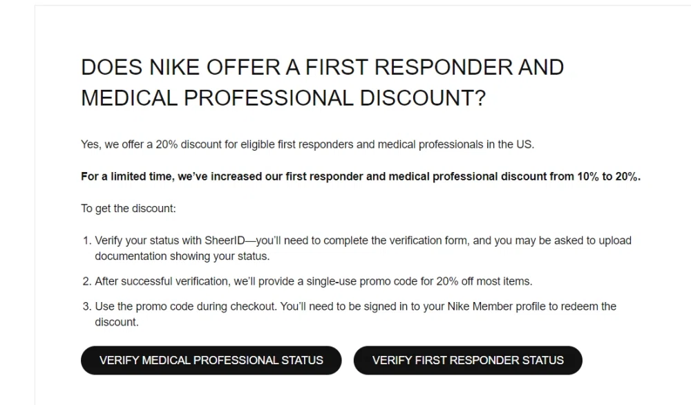 nurse discount for nike