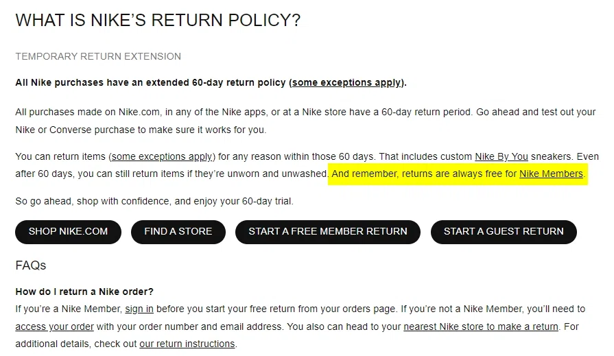 Does Nike Factory Store offer free returns? What's their exchange policy? —  Knoji