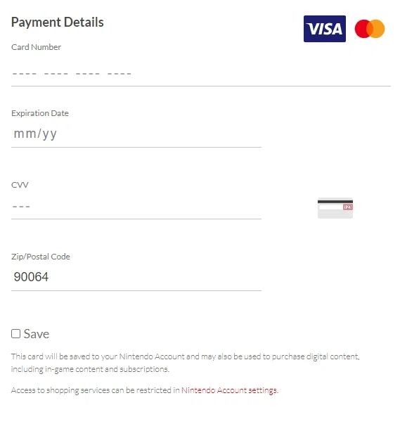 Nintendo eshop not 2024 accepting debit card