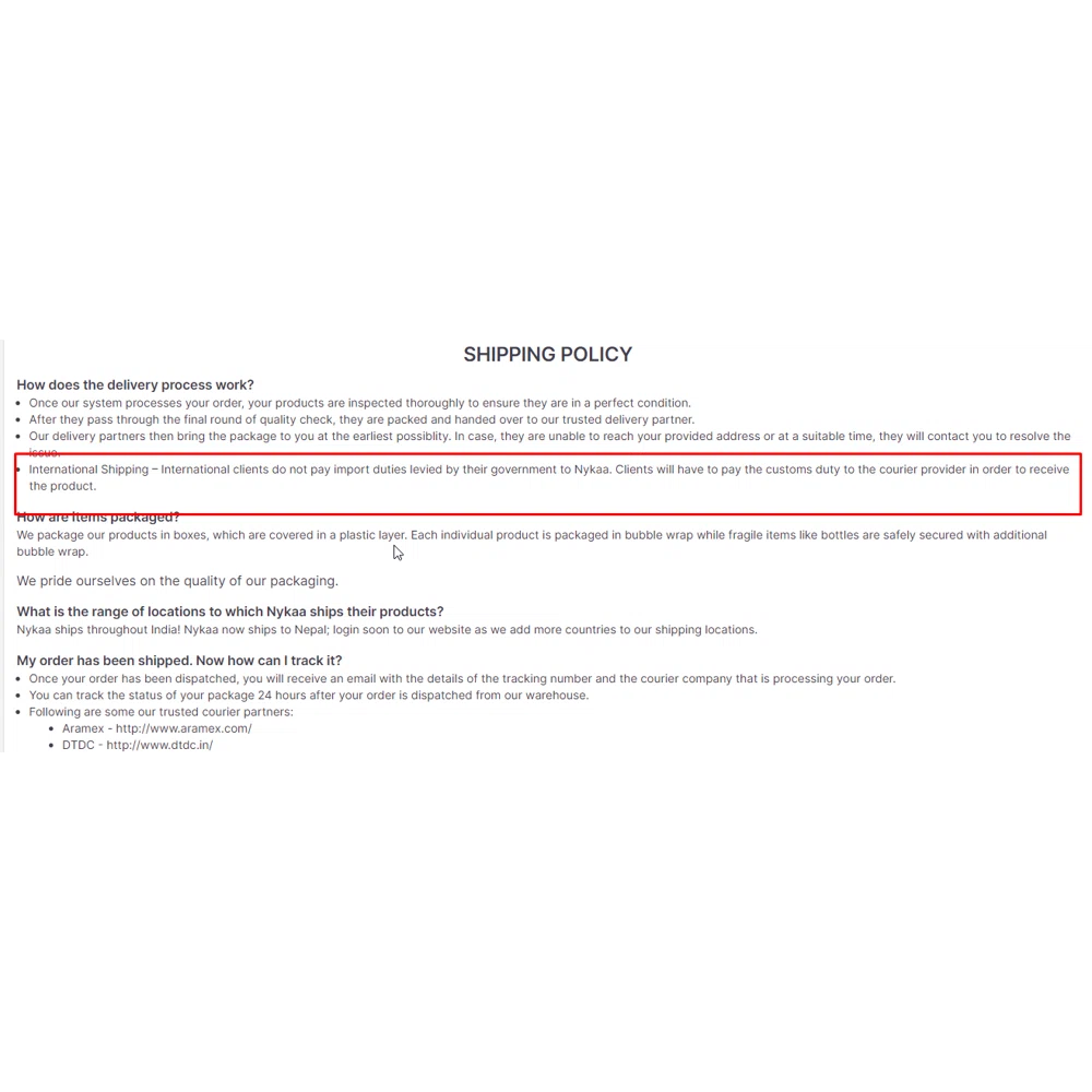 Nykaa international shipping? — Knoji