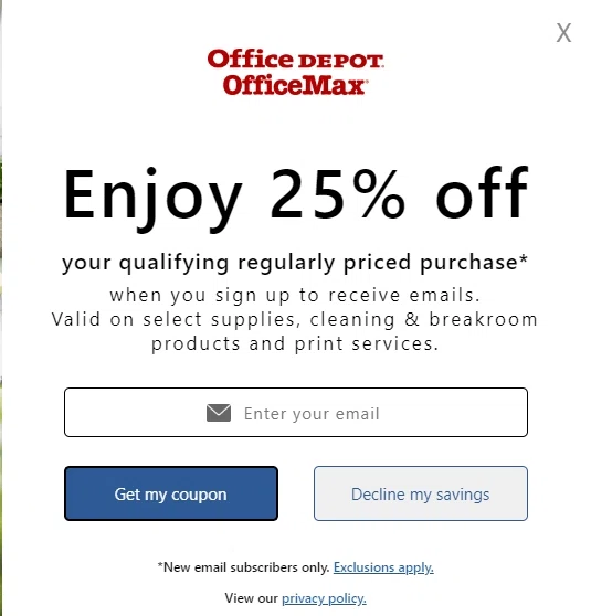Does Office Depot send you a coupon code when you subscribe to their  newsletter? — Knoji