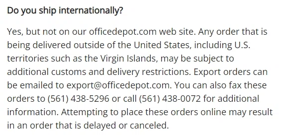 Does Office Depot ship internationally? — Knoji