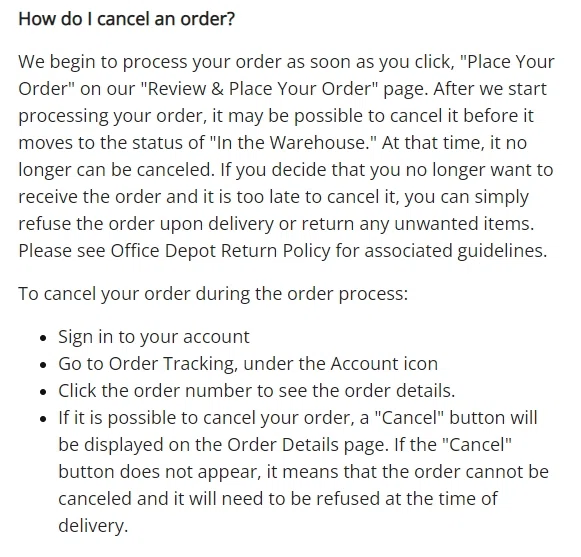 Office Depot cancellation policy? Can I change my order? — Knoji