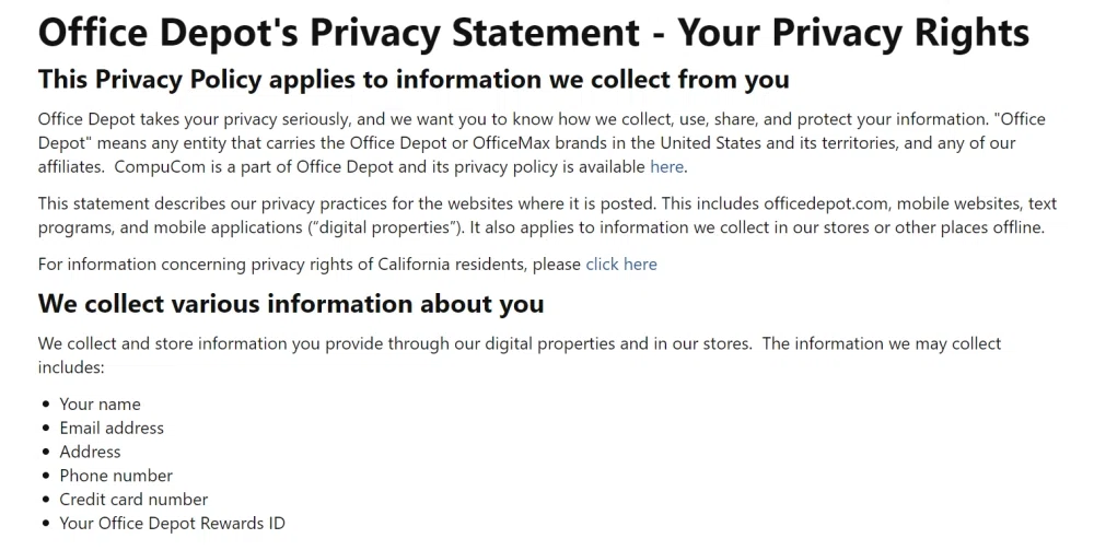 Does Office Depot offer a clear, human-readable privacy policy? — Knoji