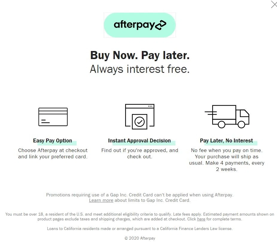 Does Old Navy Accept Afterpay Financing Knoji