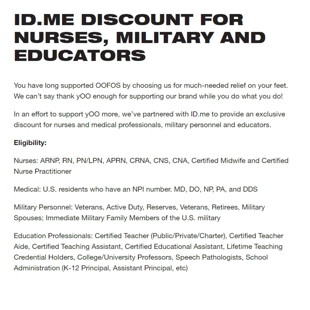 Oofos teachers and educator discount Knoji