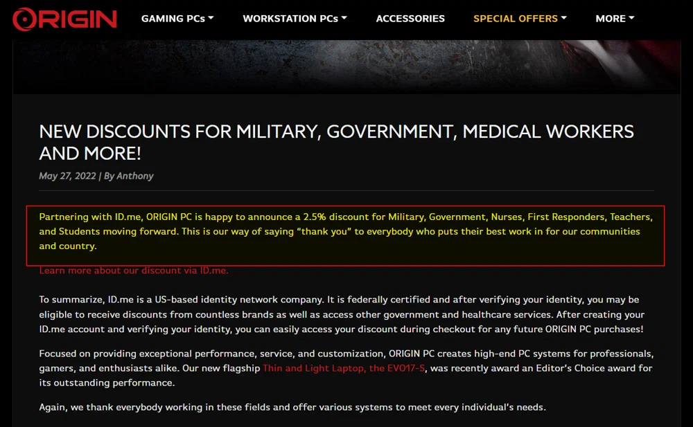 Does Origin PC have a student discount? — Knoji