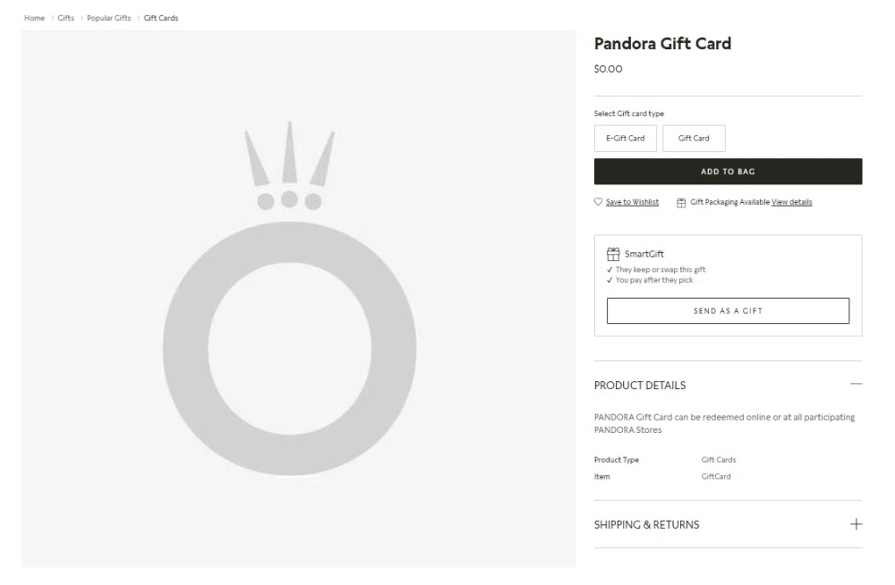 Does Pandora accept gift cards or egift cards? — Knoji