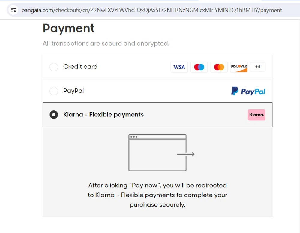 Does PANGAIA take Klarna financing as a payment option? — Knoji