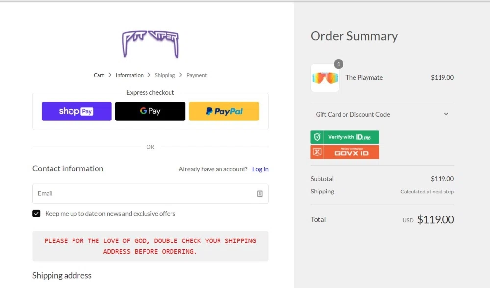 Does Pit Viper take Shop Pay? — Knoji