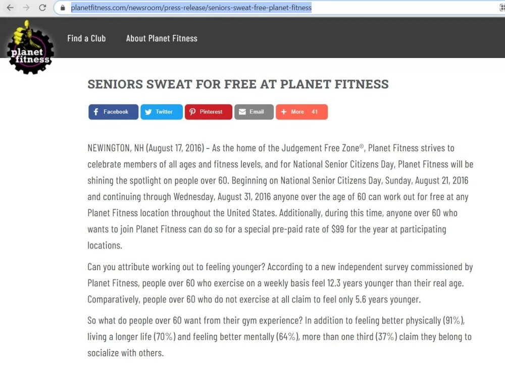 Fitness senior discount? — Knoji