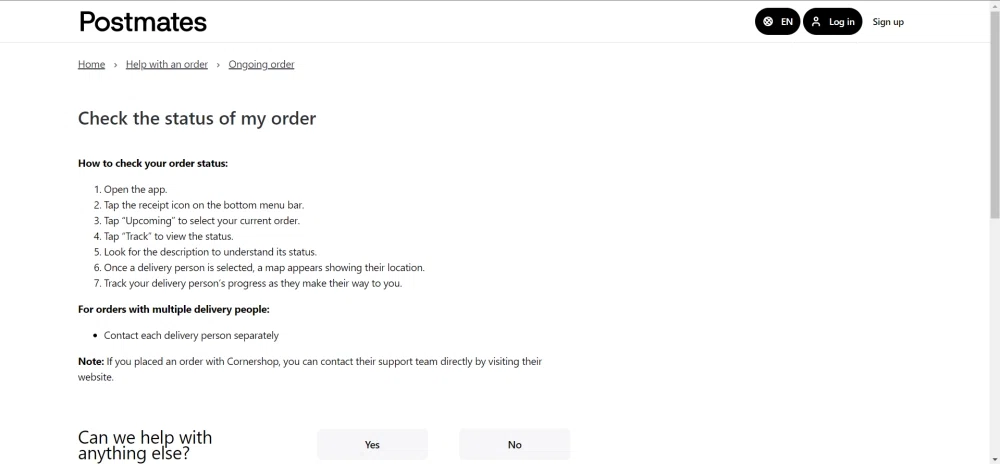 Postmates track order? — Knoji
