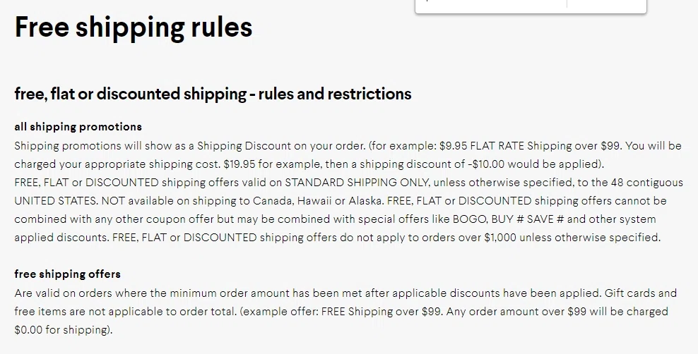 changes the rules for free shipping