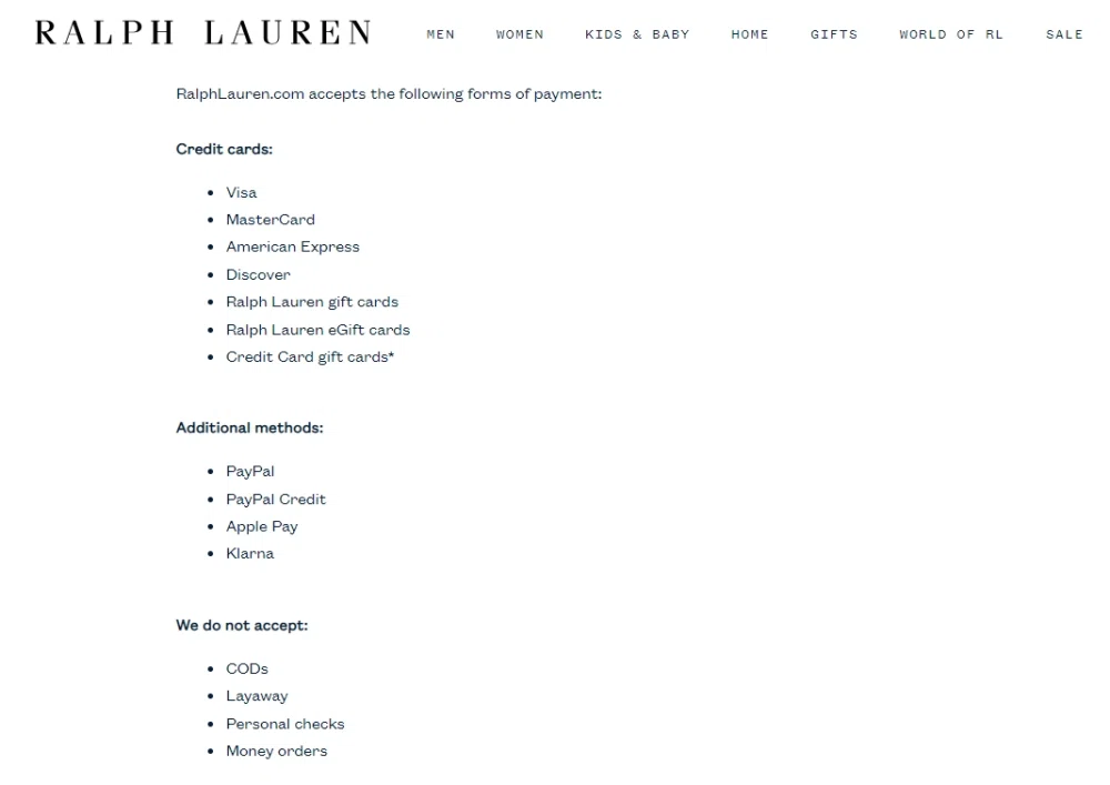 Does Ralph Lauren accept Amazon Pay? — Knoji