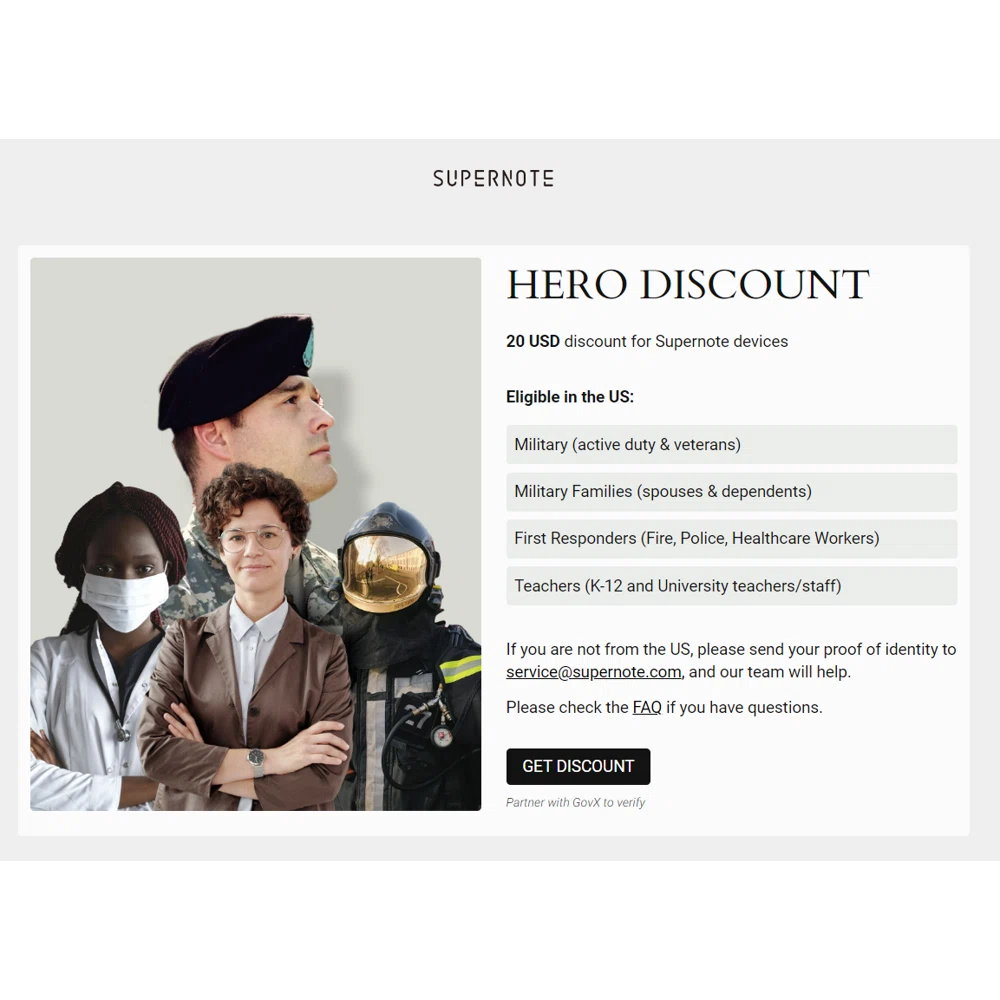 Ratta Supernote essential workers discount? — Knoji